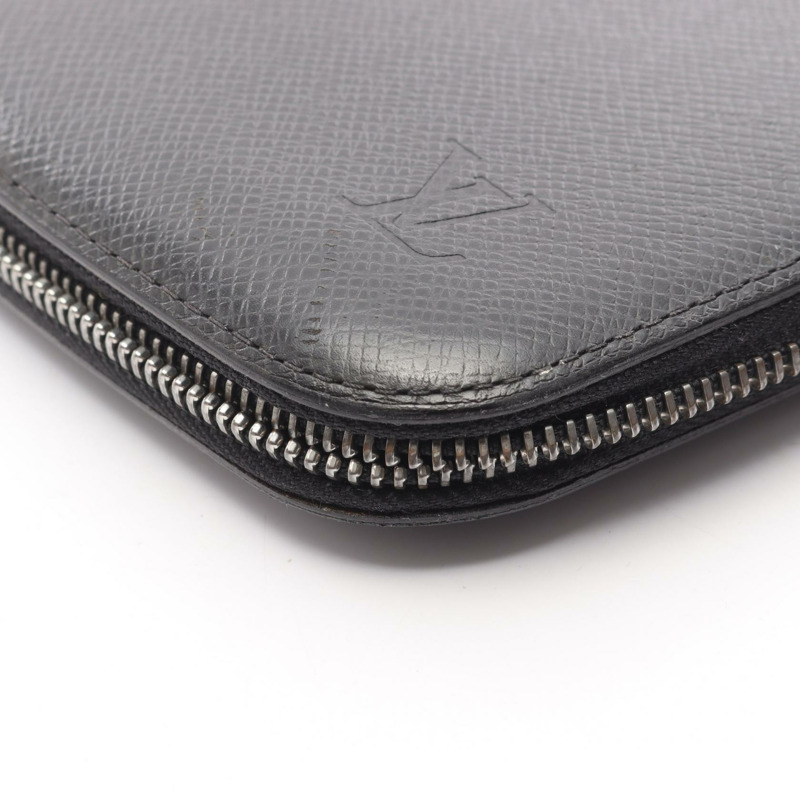 LOUIS VUITTON Atoll Taiga Ardoise Around 長版皮夾 M30652 皮革 黑色 二手-8