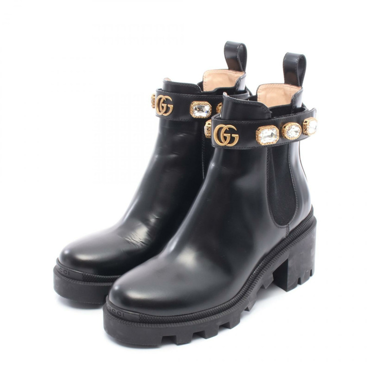 GUCCI GG Marmont 女款皮靴 550036 黑色 36碼-0