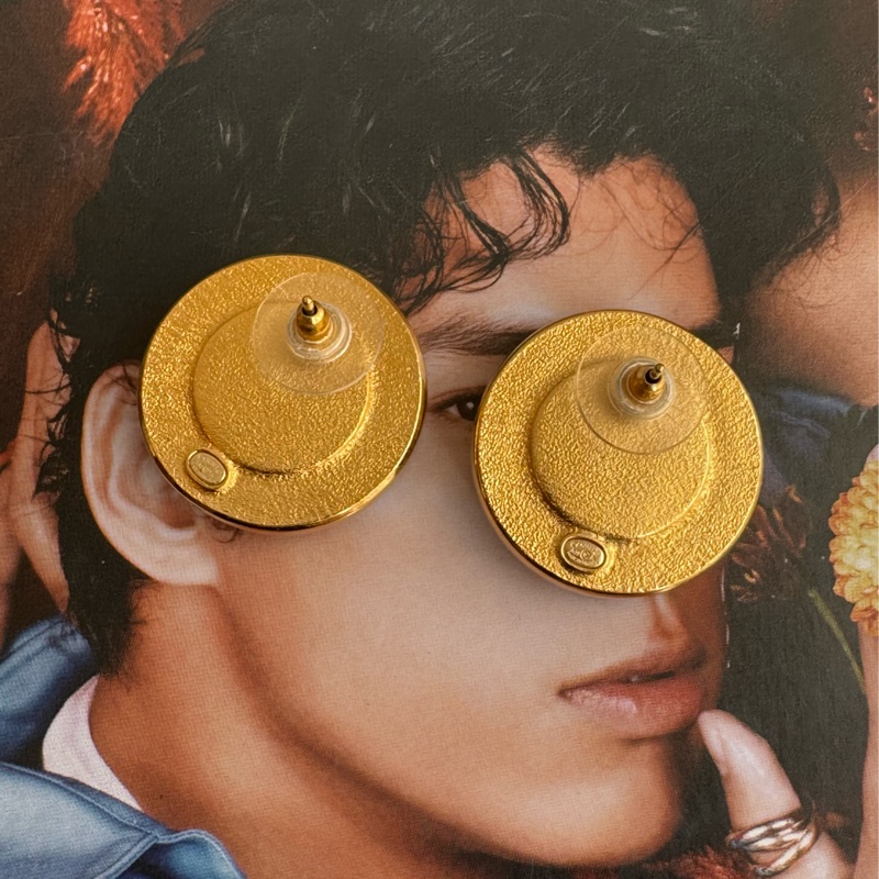 Chanel太陽月亮水鑽雙C耳環-1