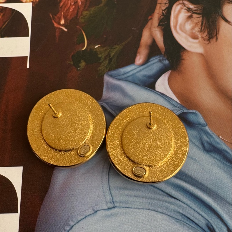 Chanel太陽月亮水鑽雙C耳環-4