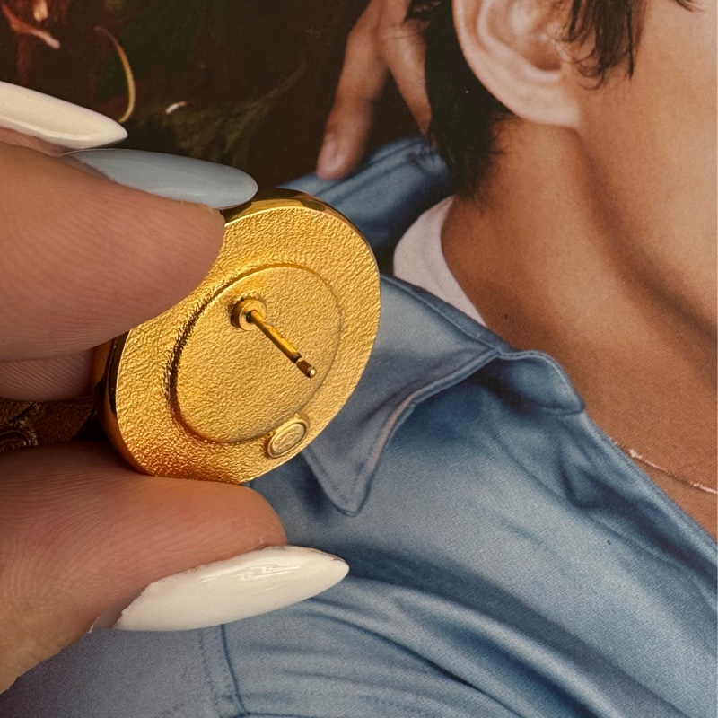 Chanel太陽月亮水鑽雙C耳環-6