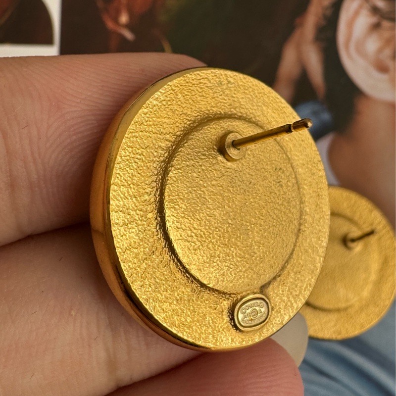 Chanel太陽月亮水鑽雙C耳環-10