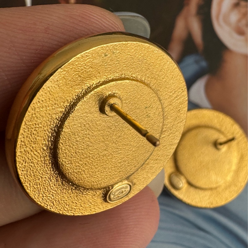 Chanel太陽月亮水鑽雙C耳環-11