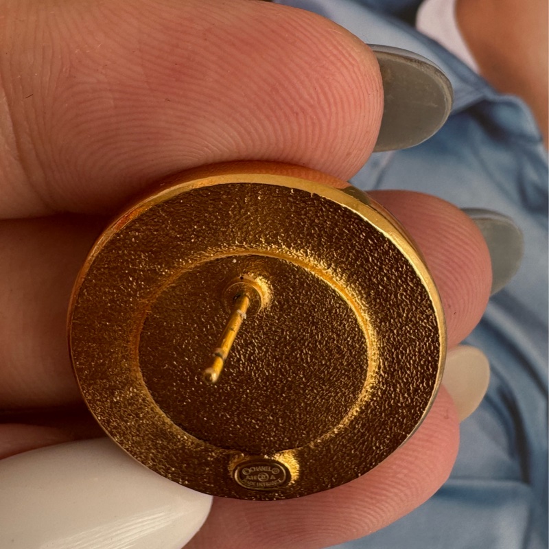 Chanel太陽月亮水鑽雙C耳環-15