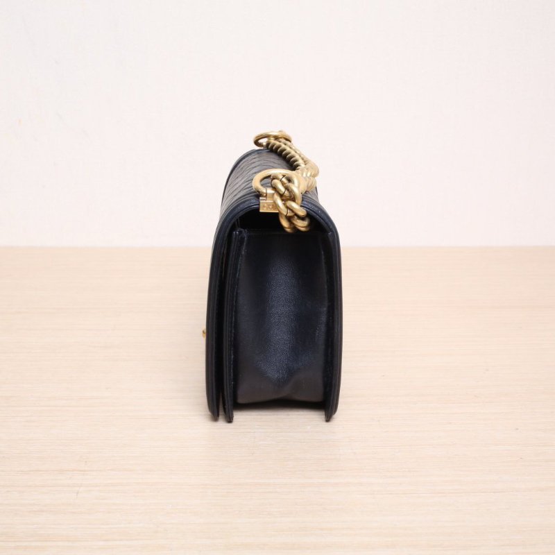 CHANEL(香奈兒) Leboy 中號 25cm 黑色 21開 金扣 菱格紋-4