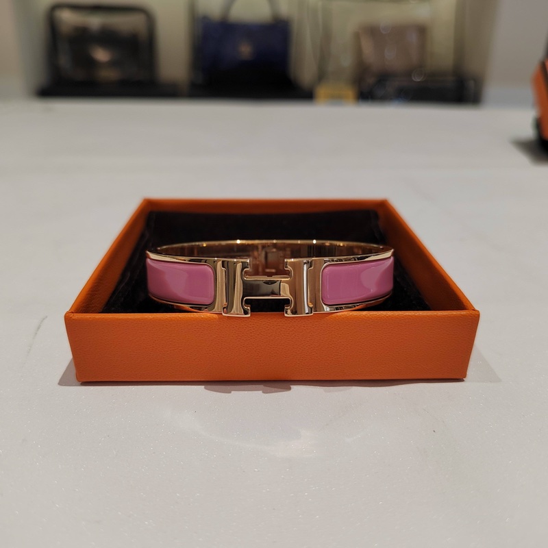 Hermes 粉色愛馬仕琺瑯手鐲-3