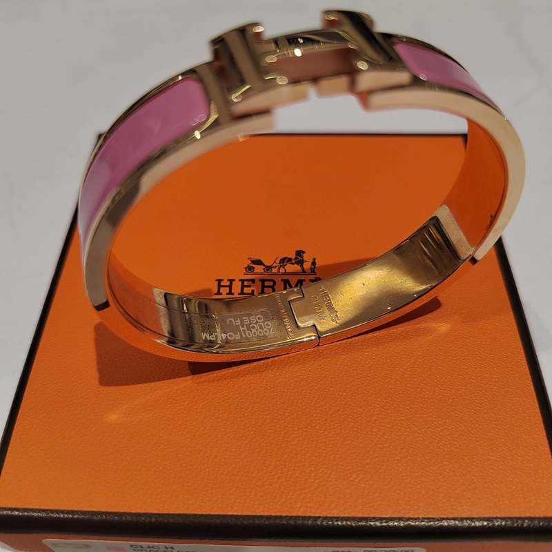 Hermes 粉色愛馬仕琺瑯手鐲-4