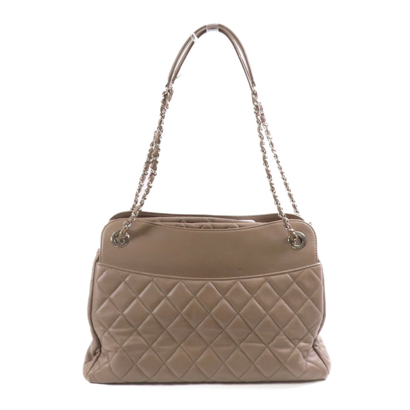 CHANEL 牛皮皮革Chain Shoulder銀扣鏈帶肩背袋-1