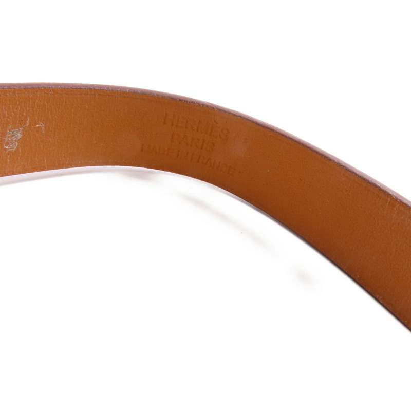 HERMES Swift皮革Bracelet銀扣手鐲Gold-4