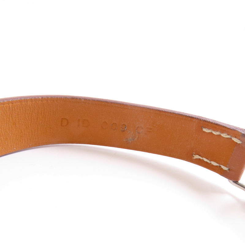 HERMES Swift皮革Bracelet銀扣手鐲Gold-6