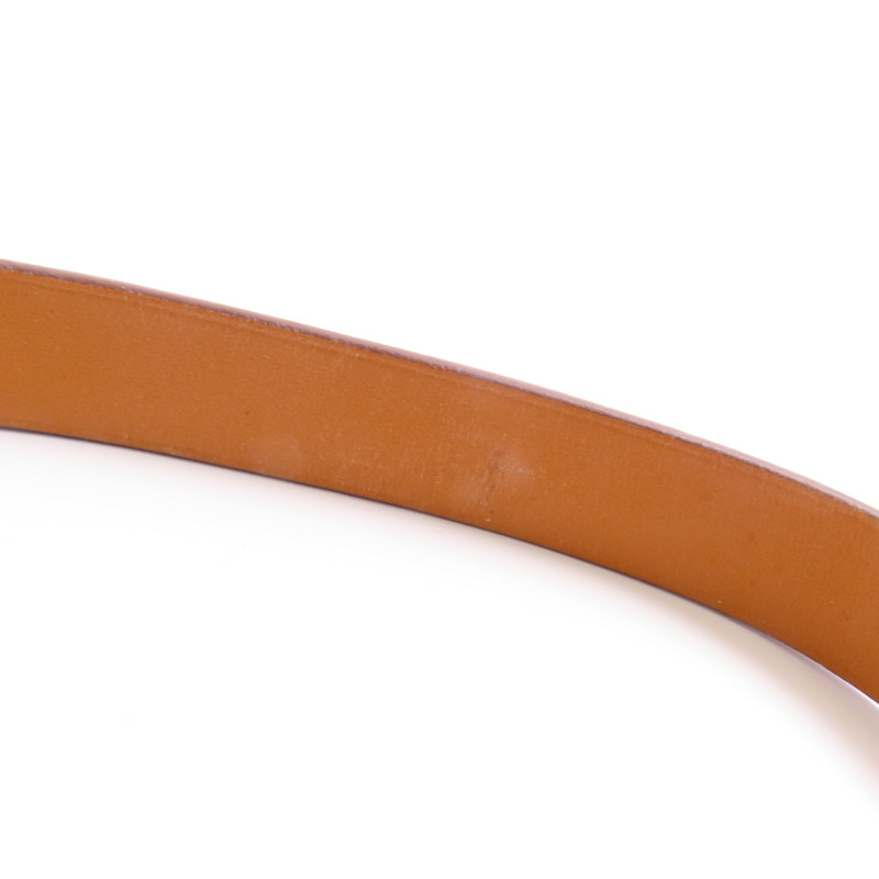 HERMES Swift皮革Bracelet銀扣手鐲Gold-7