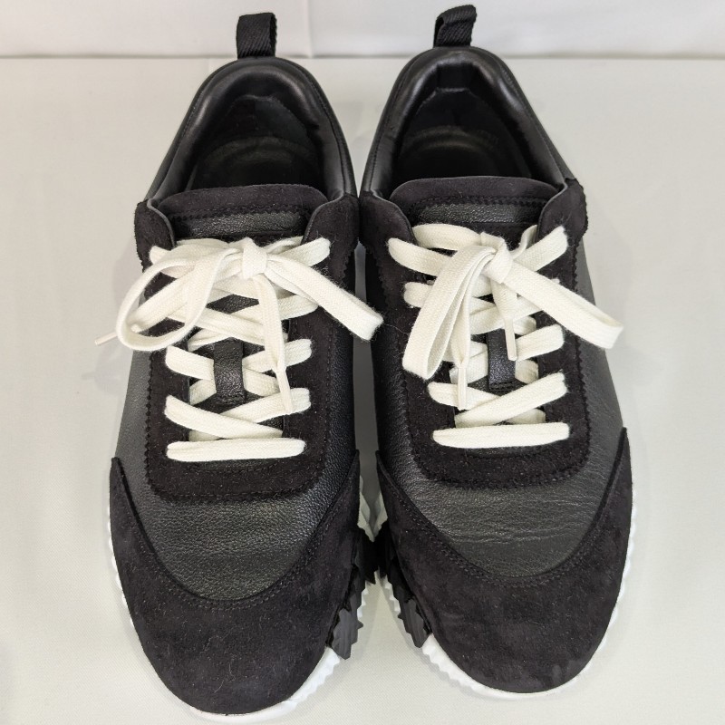 莉亞精品♡Hermes 黑皮革白底運動鞋 尺碼39-4