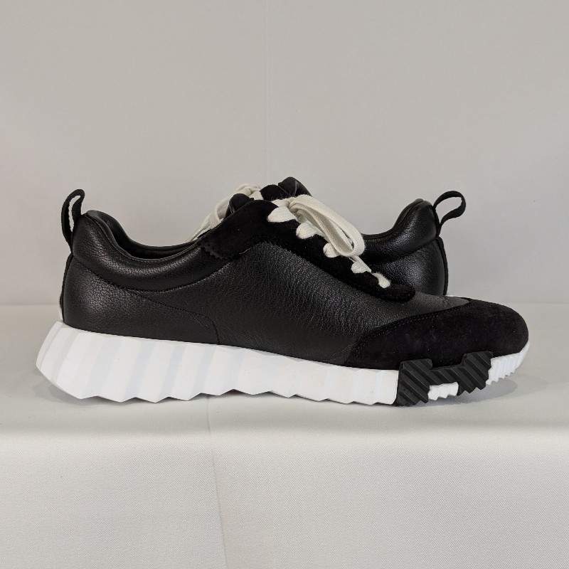 莉亞精品♡Hermes 黑皮革白底運動鞋 尺碼39-7