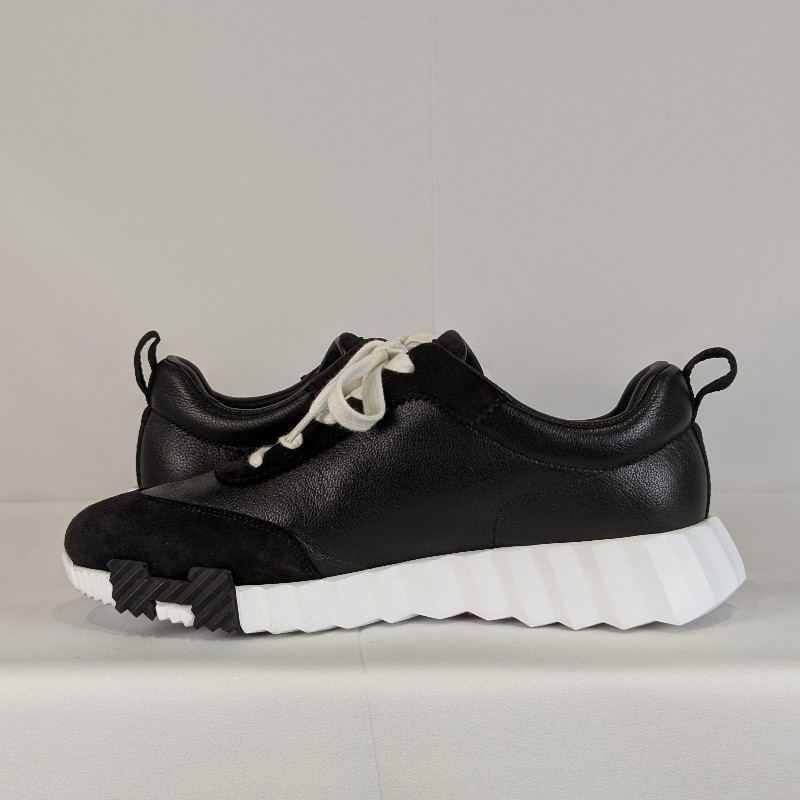 莉亞精品♡Hermes 黑皮革白底運動鞋 尺碼39-8