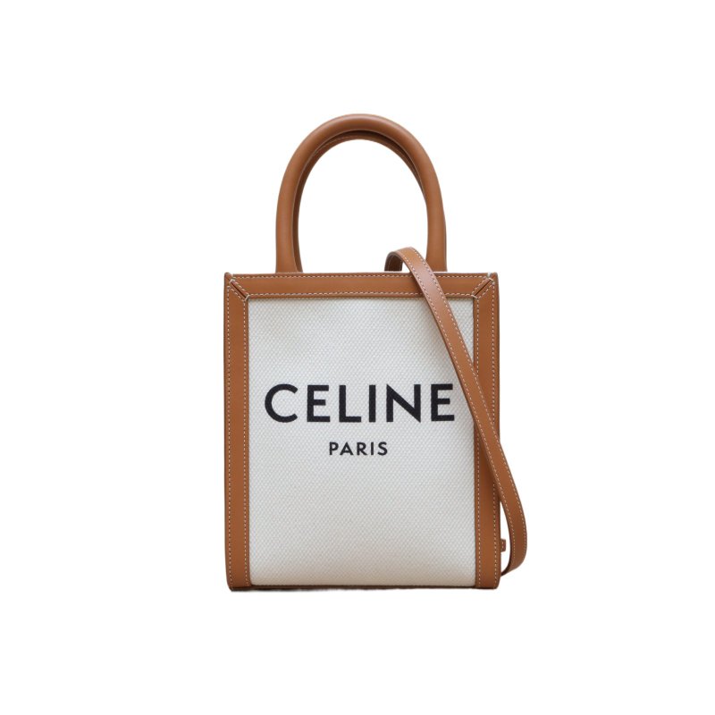 CELINE(思琳) CABAS 標誌印花豎款手袋 迷你 金棕色 /帆布-0