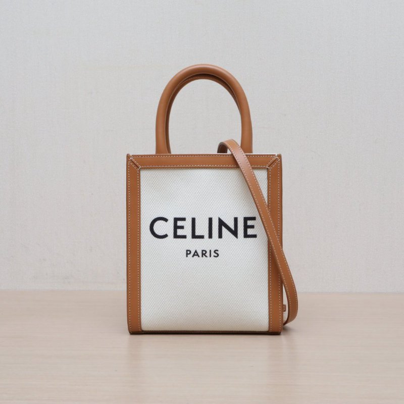 CELINE(思琳) CABAS 標誌印花豎款手袋 迷你 金棕色 /帆布-2