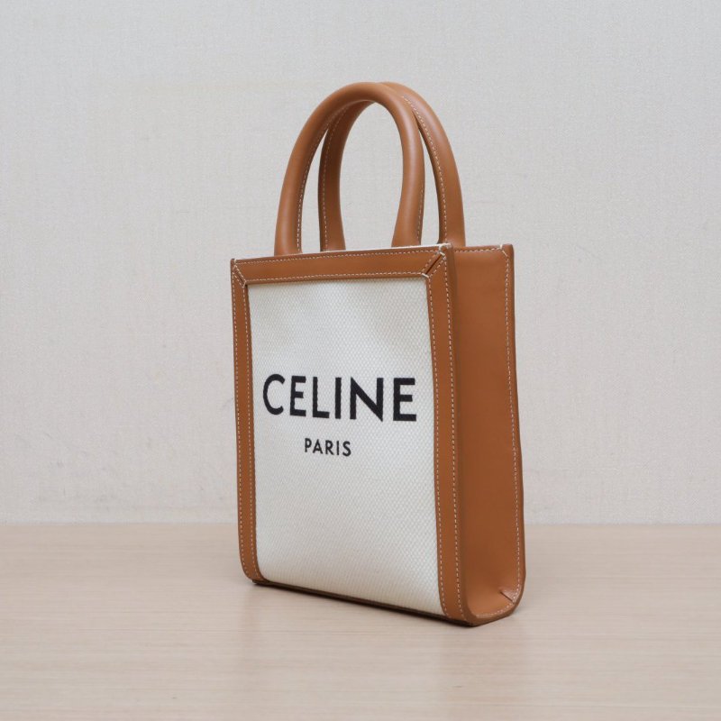 CELINE(思琳) CABAS 標誌印花豎款手袋 迷你 金棕色 /帆布-3