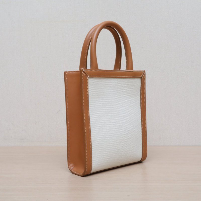 CELINE(思琳) CABAS 標誌印花豎款手袋 迷你 金棕色 /帆布-5