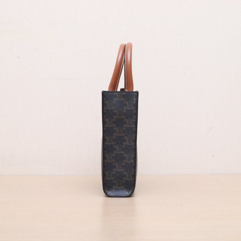 CELINE(思琳) Cabas 豎款手袋 Mini 凱旋門印花 褐色 人造革-4