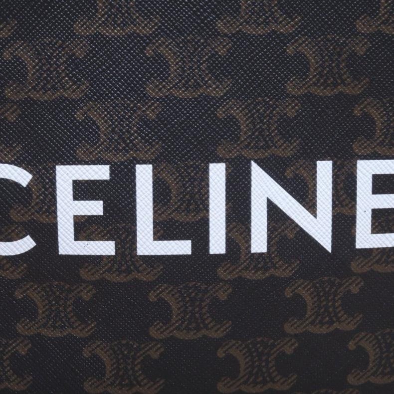 CELINE(思琳) Cabas 豎款手袋 Mini 凱旋門印花 褐色 人造革-7