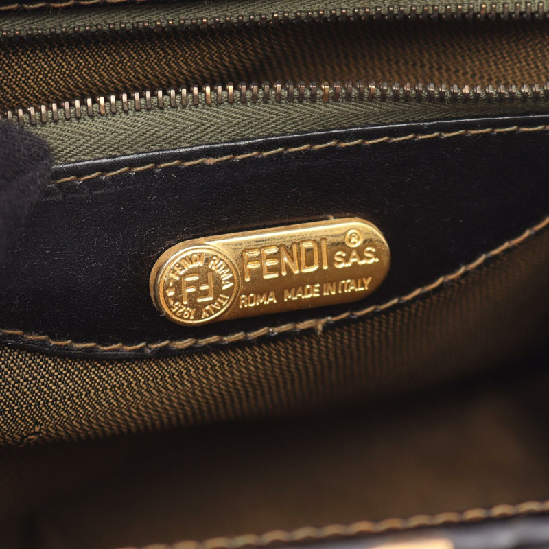 FENDI Zucca 手提包，棕色帆布皮革，二手女款-3