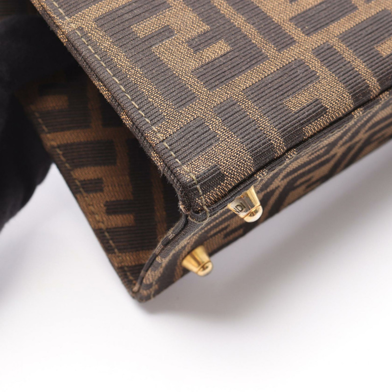 FENDI Zucca 手提包，棕色帆布皮革，二手女款-5