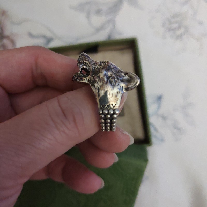 Gucci 狼頭戒指925銀-2