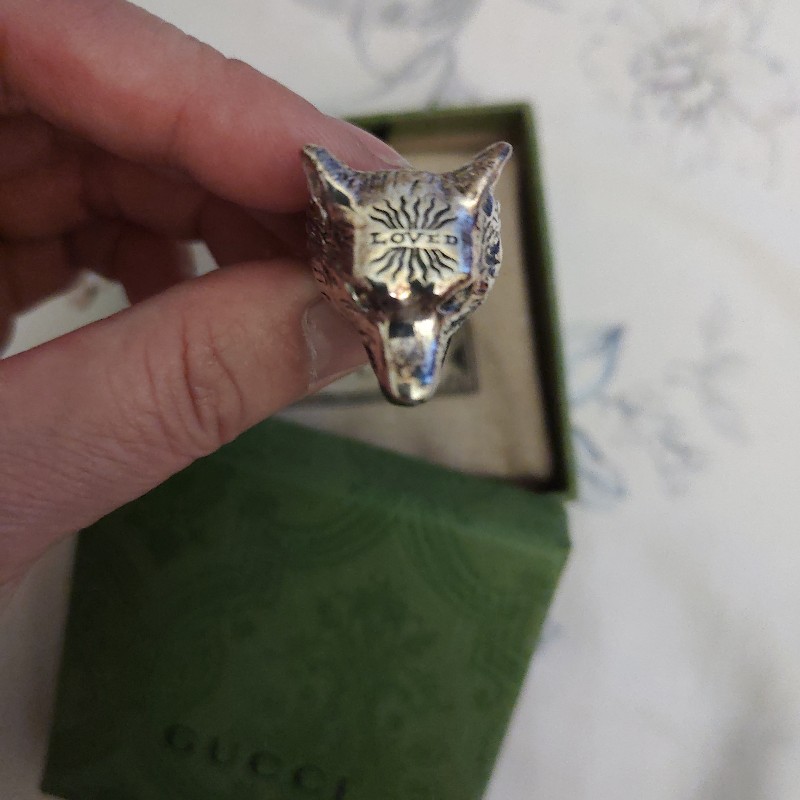 Gucci 狼頭戒指925銀-4