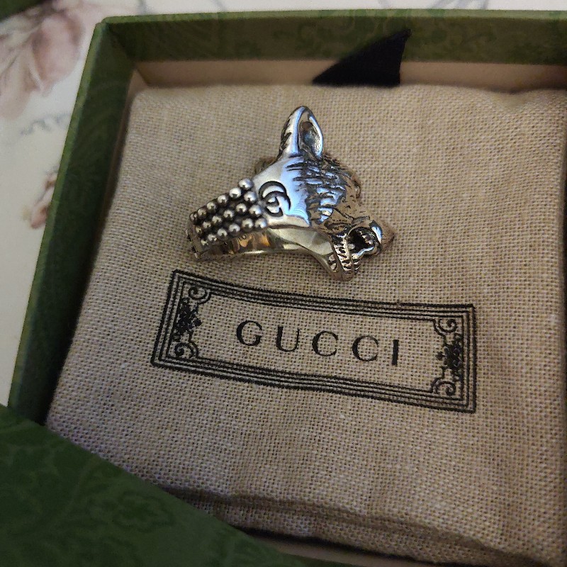 Gucci 狼頭戒指925銀-9