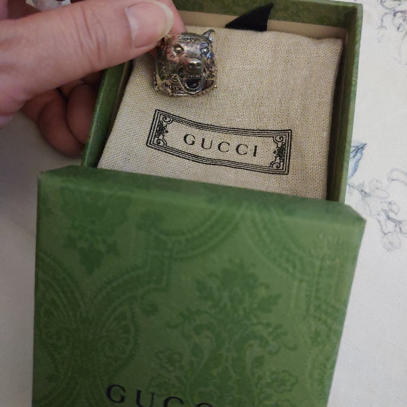 Gucci 狼頭戒指925銀-10
