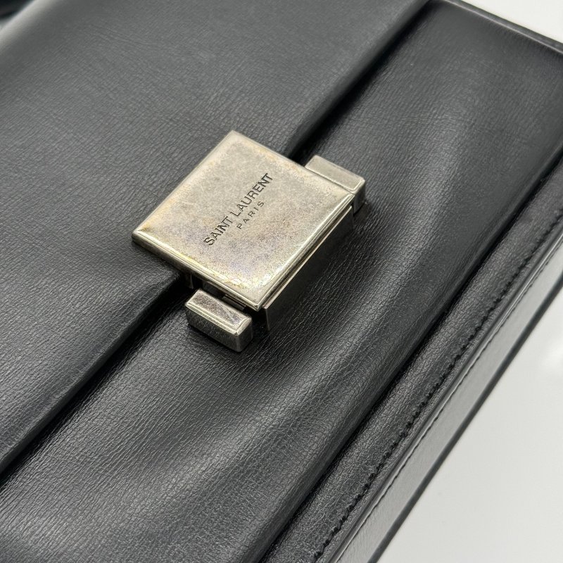 SAINT LAURENT 聖羅蘭 Bellechasse 黑色牛皮 手提包 斜背包 單肩包-11