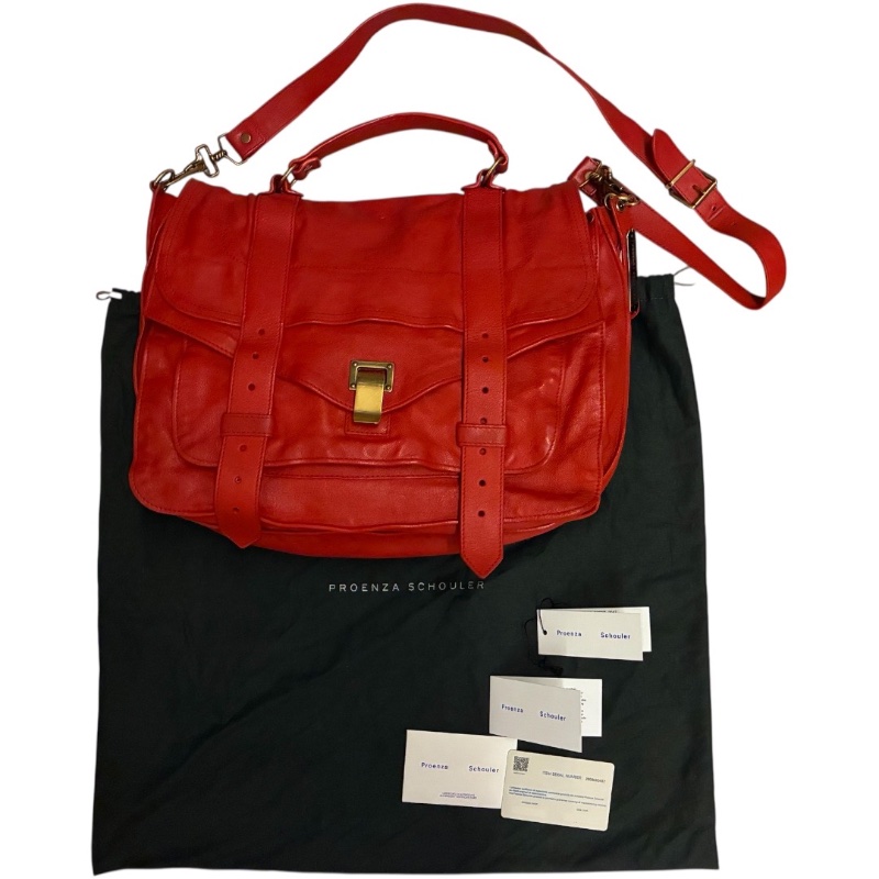 Proenza Schouler PS1 Runner Fringe 紅色柔軟麂皮斜背包 (Logo吊飾膠膜未撕)-26