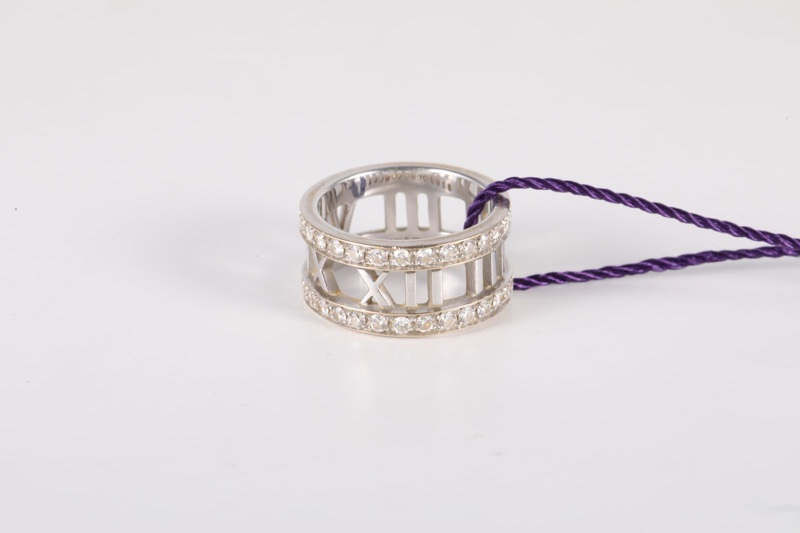 TIFFANY&CO(蒂芙尼) 18K白金 鑽石 白金 Atlas 兩排鑽 羅馬數字 戒指 18K-3