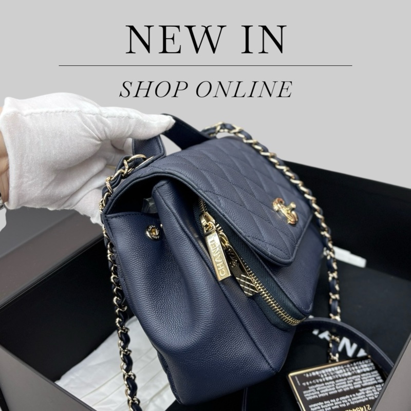 Chanel Caviar Affinity 藍色金扣-1
