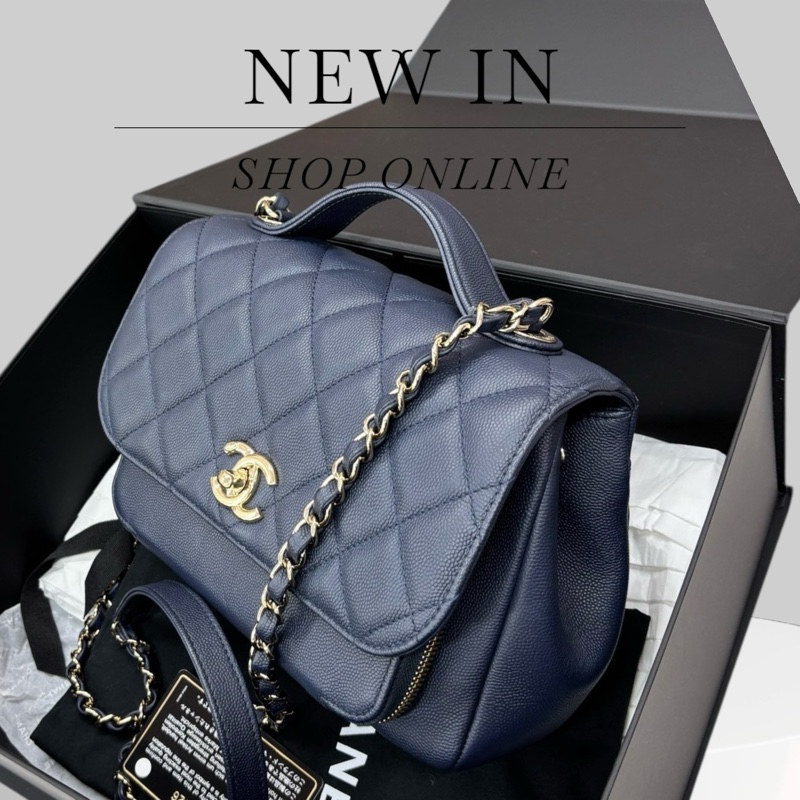 Chanel Caviar Affinity 藍色金扣-2