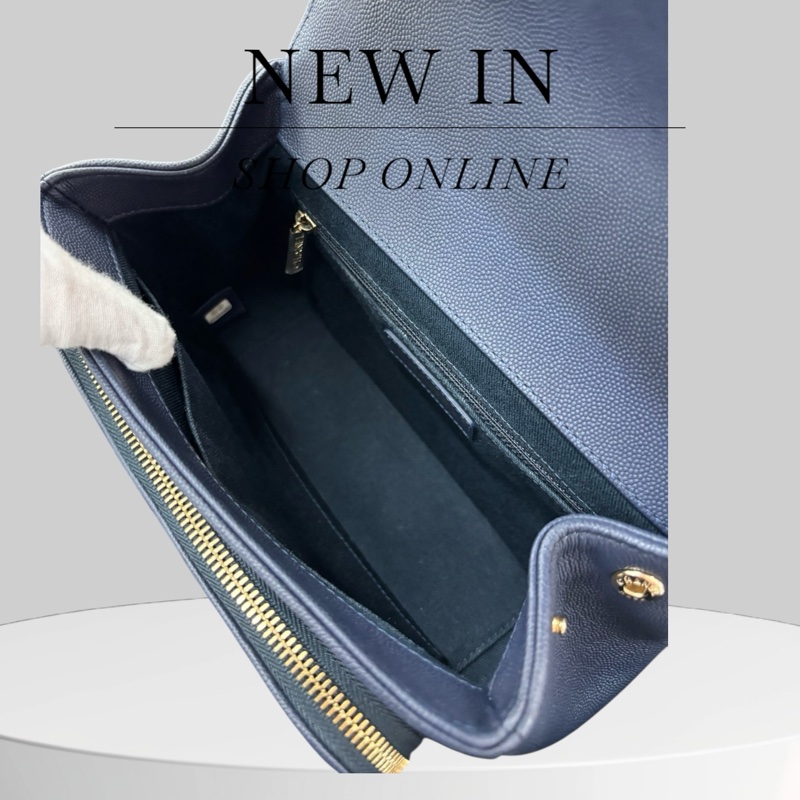 Chanel Caviar Affinity 藍色金扣-7