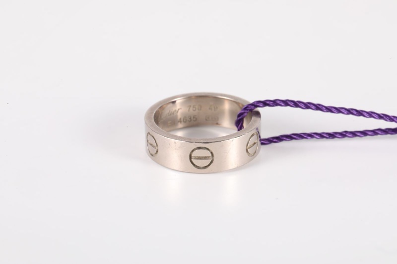 CARTIER(卡地亞) LOVE 18K金 寬版戒指 18k白金 18K白金 49 白金-3