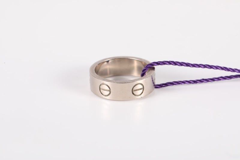 CARTIER(卡地亞) LOVE 18K金 寬版戒指 18k白金 18K白金 49 白金-4