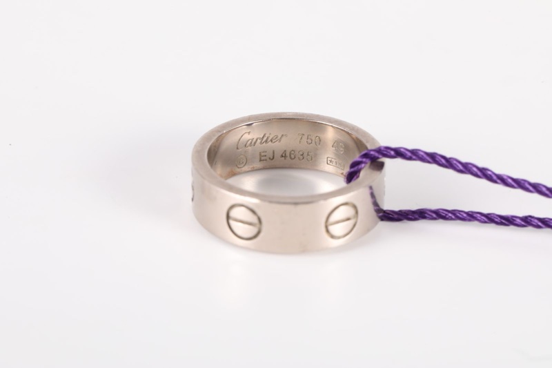 CARTIER(卡地亞) LOVE 18K金 寬版戒指 18k白金 18K白金 49 白金-5