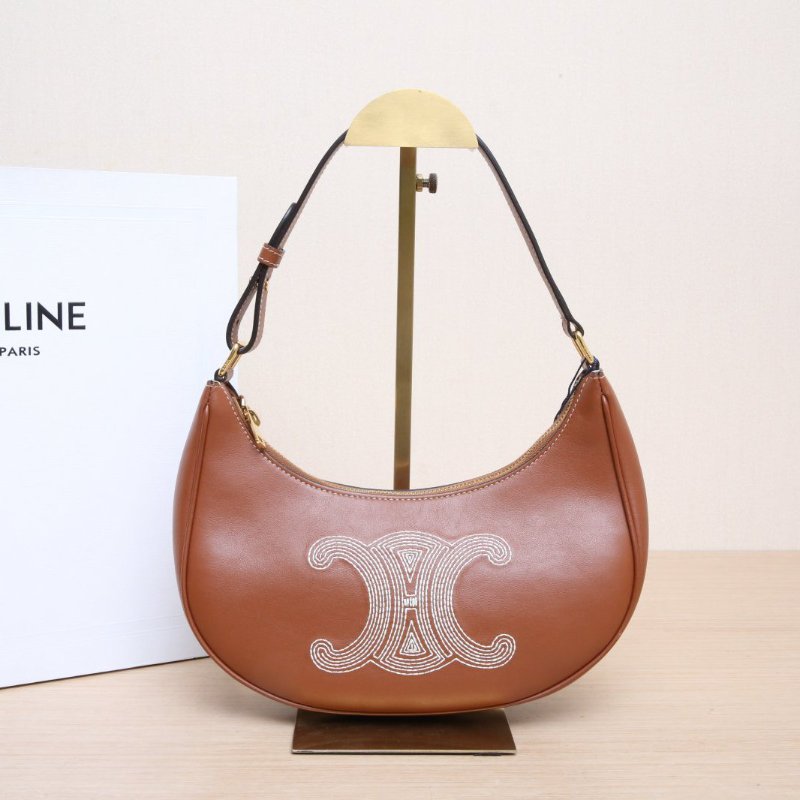 CELINE(思琳) AVA 豌豆包 腋下包 中號 棕色 金扣-1