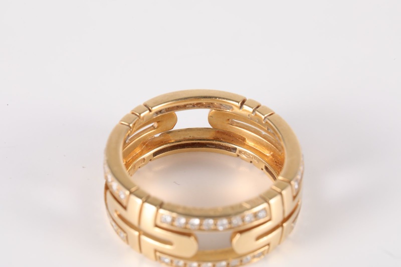 BVLGARI(寶格麗) PARENTESI 迴紋針 18K金半鑲鑽戒指 18K黃金/鑽石 54 黃金-6