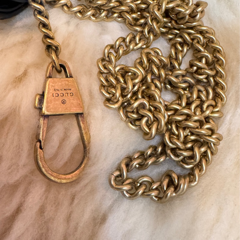 Gucci 馬蒙mini黑金鏈條包-19