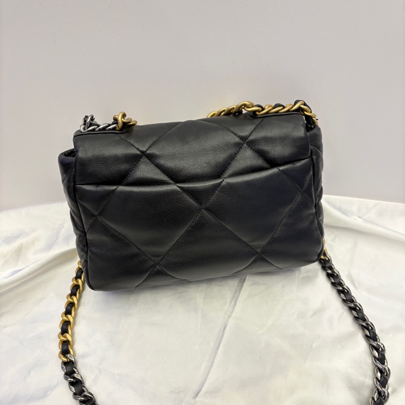 Chanel 19黑羊皮金釦26公分-3