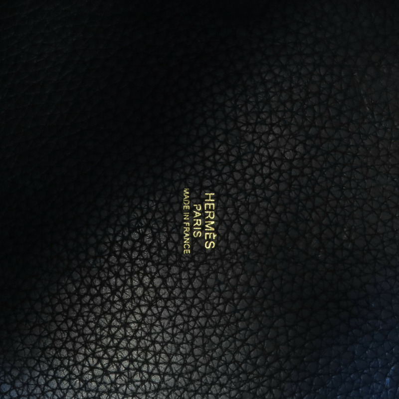 HERMES Clemence皮革Picotin MM金扣手挽袋Noir-11