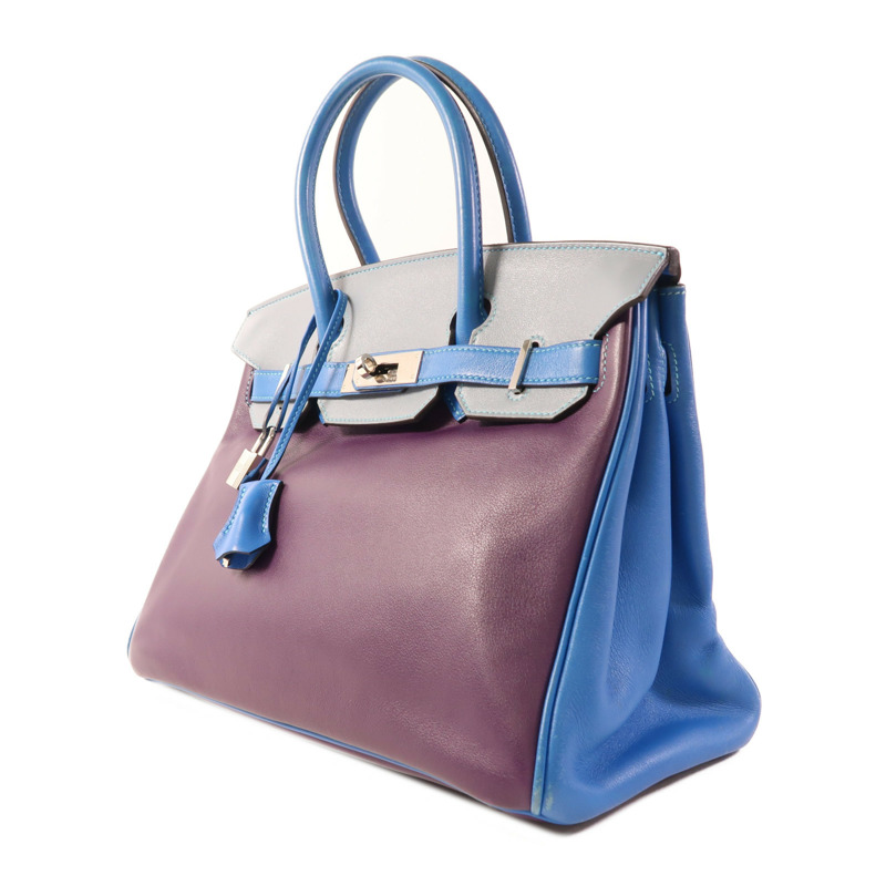 HERMES Swift皮革Birkin 30銀扣手挽袋Ultraviolet/Bleu Hydra/Ciel-2