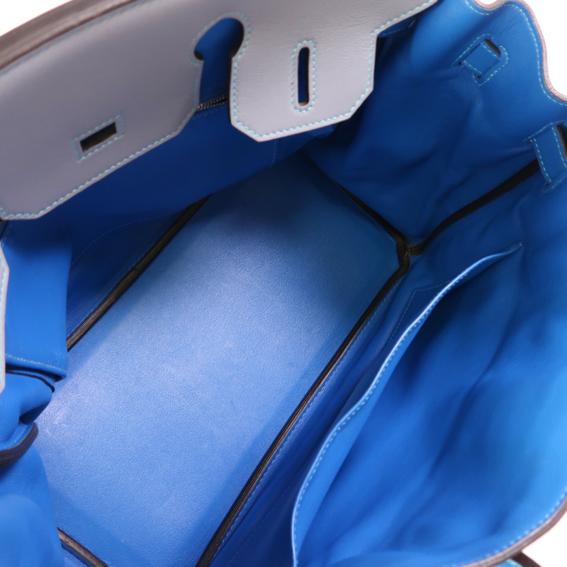 HERMES Swift皮革Birkin 30銀扣手挽袋Ultraviolet/Bleu Hydra/Ciel-4