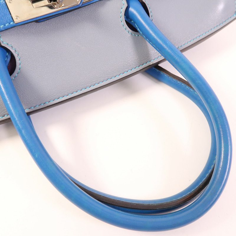 HERMES Swift皮革Birkin 30銀扣手挽袋Ultraviolet/Bleu Hydra/Ciel-7
