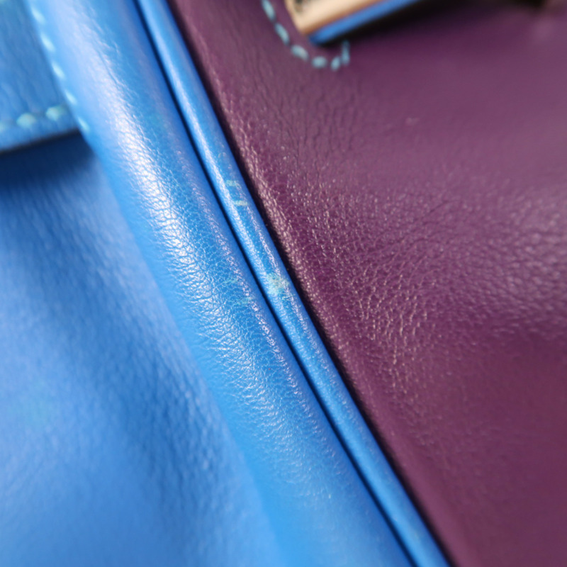 HERMES Swift皮革Birkin 30銀扣手挽袋Ultraviolet/Bleu Hydra/Ciel-16