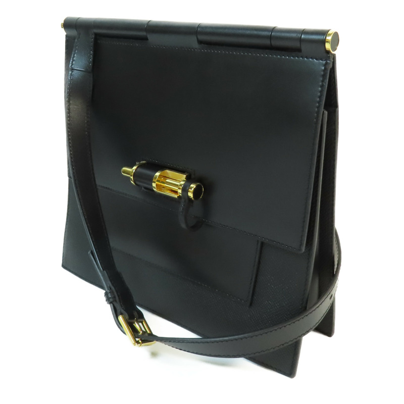 HERMES Swift皮革/Epsom皮革Sacabar 24金扣肩背袋Noir-2