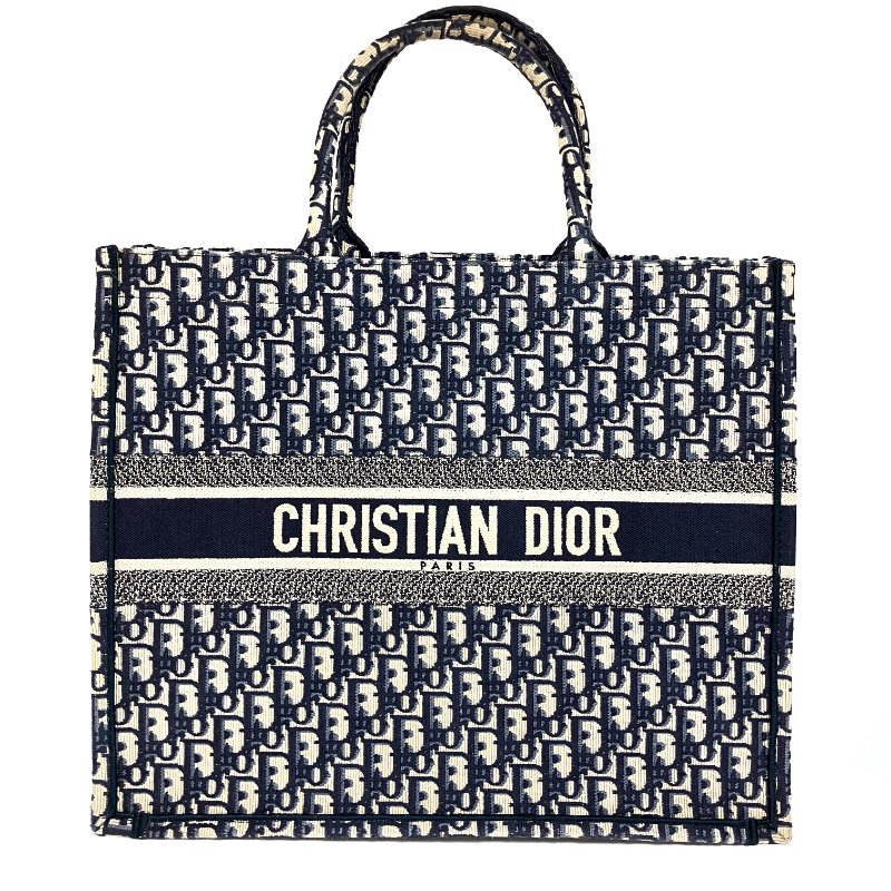 △ Christian Dior 迪奧 Navy And Beige Canvas Book Tote Bag #L 深藍色和淺褐色帆布托特袋#L - 257015167-1